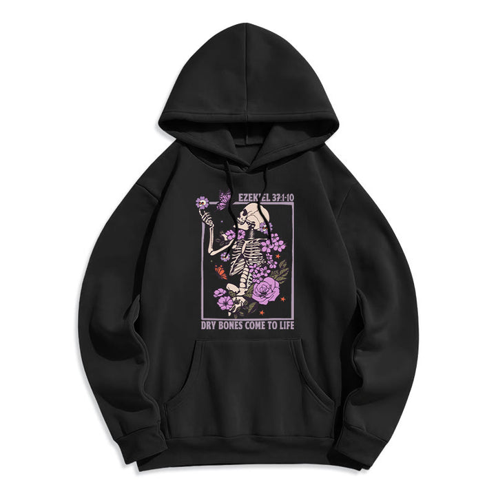 Christianartworkshop Dry Bones Rise in Faith Fleecegefütterter Polyester-Hoodie - Schwarz - 2XL - image 0