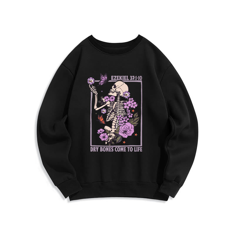 Christianartworkshop Dry Bones Rise in Faith Fleece-gefüttertes Polyester-Sweatshirt - Schwarz - 2XL - image 1