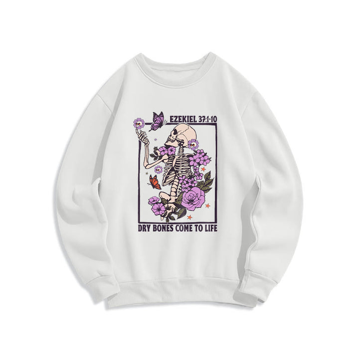 Christianartworkshop Dry Bones Rise in Faith Fleece-gefüttertes Polyester-Sweatshirt - Weiß - 2XL - image 2