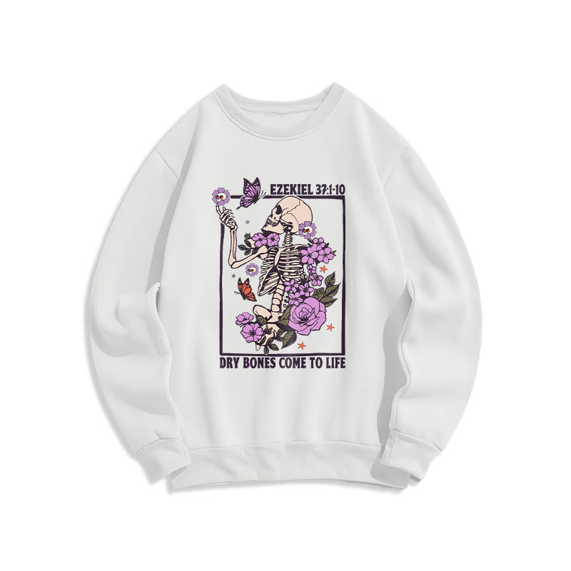 Christianartworkshop Dry Bones Rise in Faith Fleece-gefüttertes Polyester-Sweatshirt - Weiß - 2XL - image 3