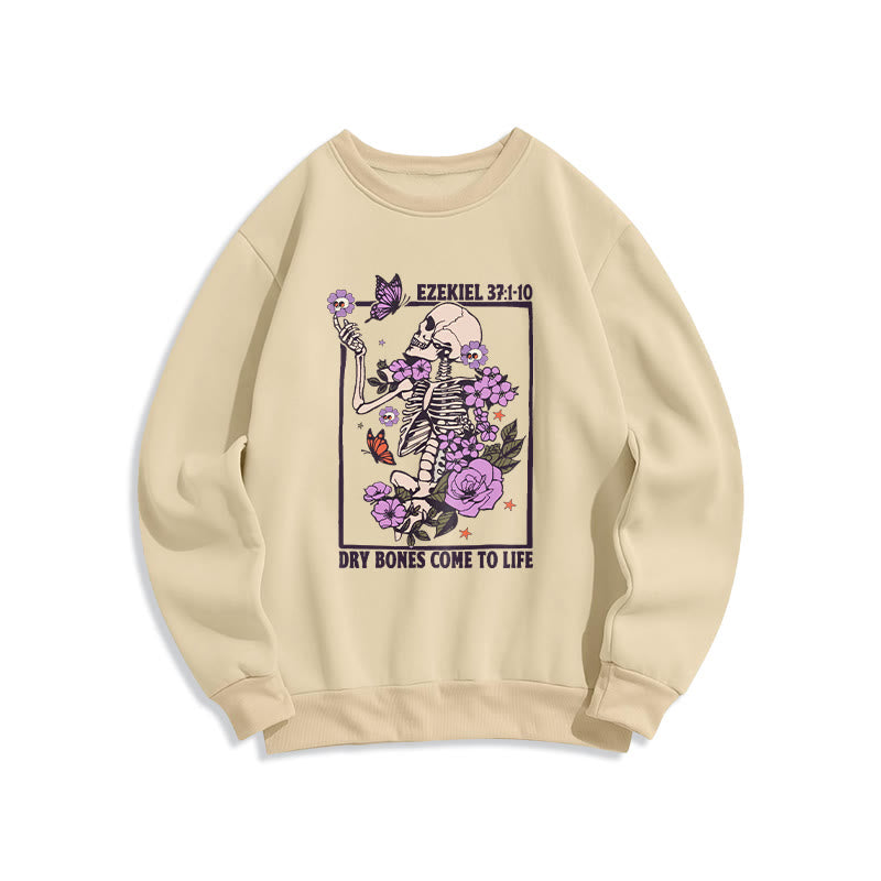 Christianartworkshop Dry Bones Rise in Faith Fleecegefüttertes Polyester-Sweatshirt - Beige - 2XL - image 3