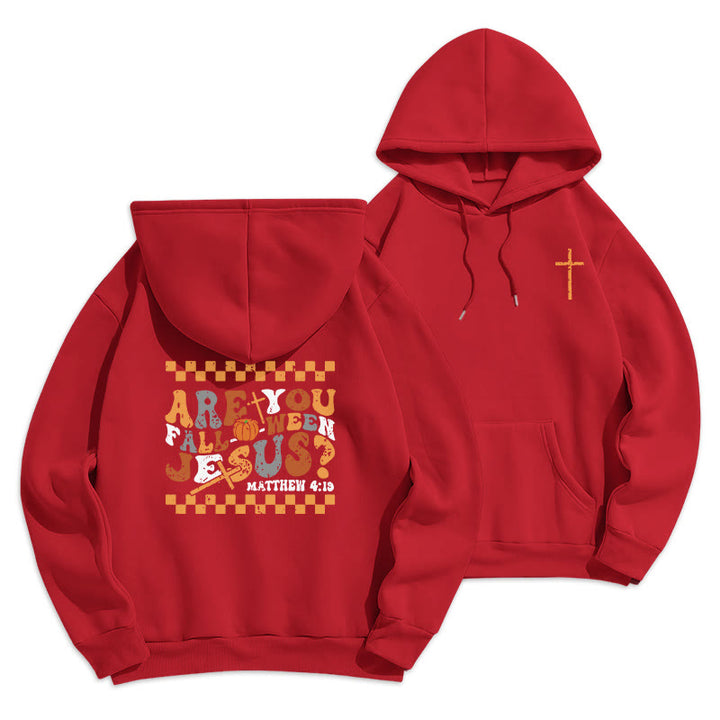 Christianartworkshop Follow Jesus This Fall Matthew 419 Fleece-gefütterter Polyester-Kapuzenpullover - Rot - 2XL - image 6