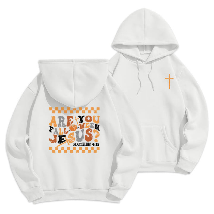 Christianartworkshop Follow Jesus This Fall Matthew 419 Fleece-gefütterter Polyester-Kapuzenpullover - Weiß - 2XL - image 3