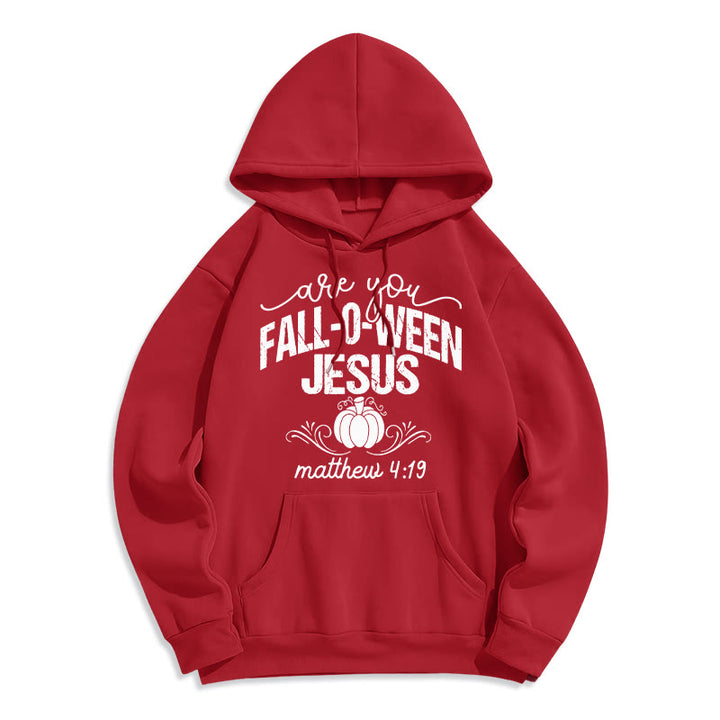 Christianartworkshop Fall for Jesus Kürbis Glaube Fleece gefüttert Polyester Hoodie - Rot - 2XL - image 4