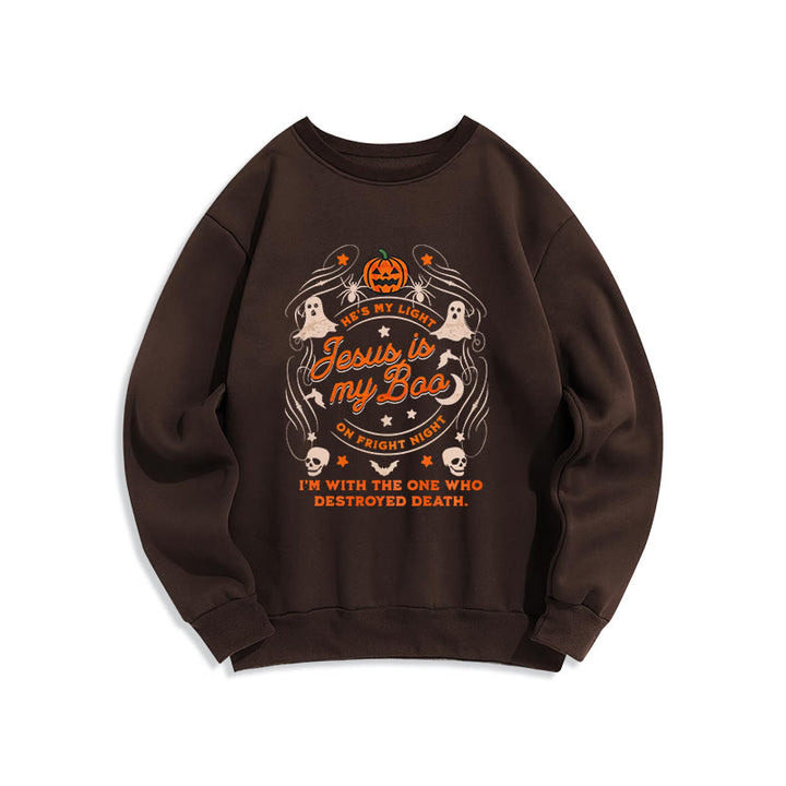 Christianartworkshop Sweatshirt mit Fleecefutter aus Polyester im Stil des Heiligen Geistes „Jesus is My Boo“ - Braun - 2XL - image 7