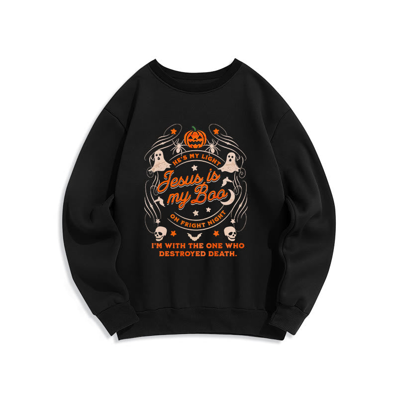 Christianartworkshop Sweatshirt mit Fleecefutter aus Polyester im Stil des Heiligen Geistes „Jesus is My Boo“ - Schwarz - 2XL - image 5