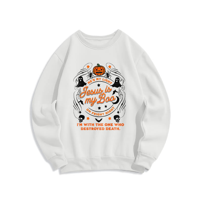 Christianartworkshop Sweatshirt mit Fleecefutter aus Polyester im Stil des Heiligen Geistes „Jesus is My Boo“ - Weiß - 2XL - image 1