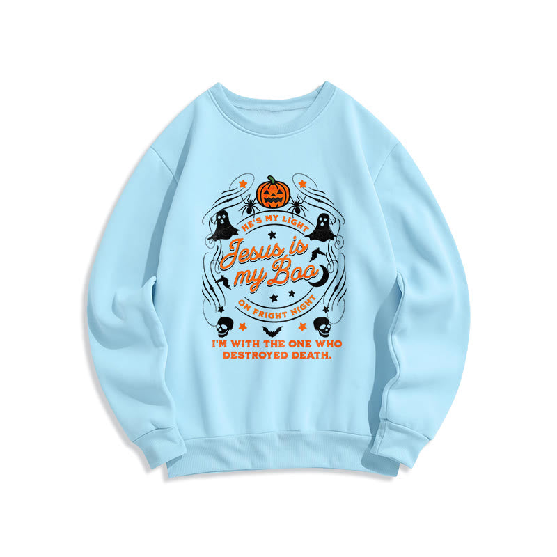 Christianartworkshop Sweatshirt mit Fleecefutter aus Polyester im Stil des Heiligen Geistes „Jesus is My Boo“ - Blau - 2XL - image 3