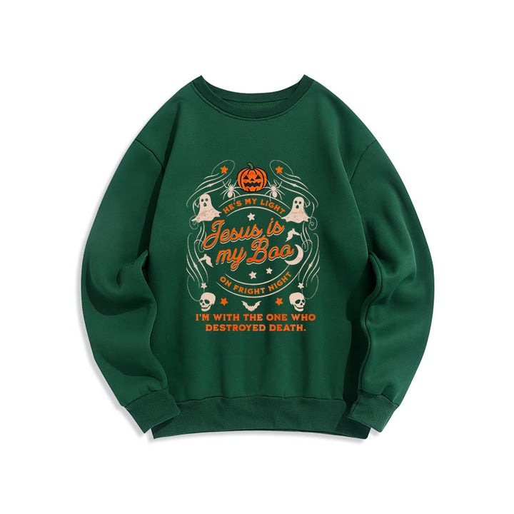 Christianartworkshop Sweatshirt mit Fleecefutter aus Polyester im Stil des Heiligen Geistes „Jesus is My Boo“ - Grün - 2XL - image 6