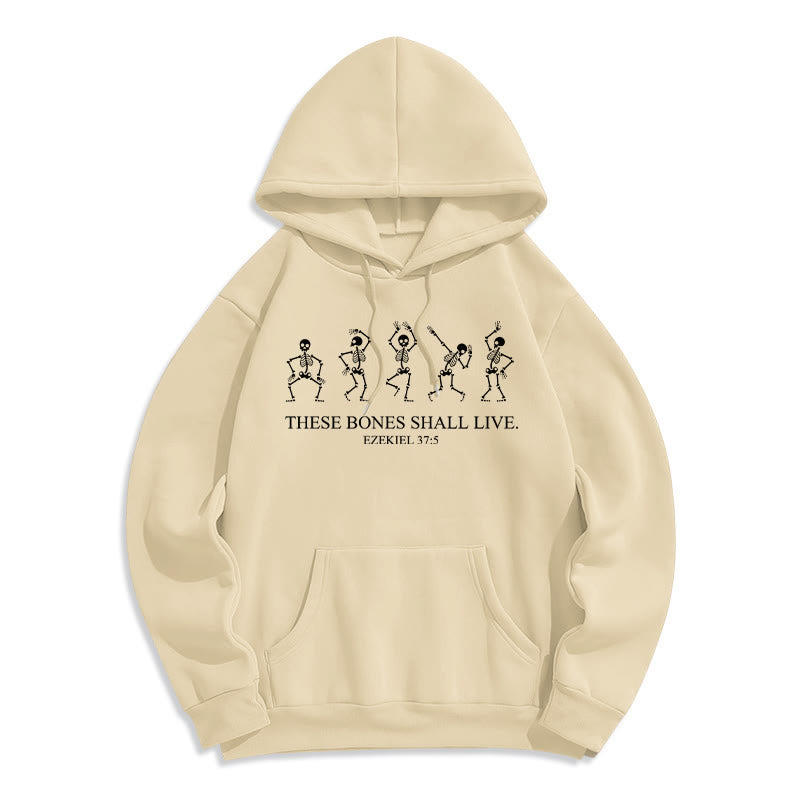 Christianartworkshop These Bones Shall Live Dance of Faith Kapuzenpullover aus Polyester mit Fleecefutter - Beige - 2XL - image 4