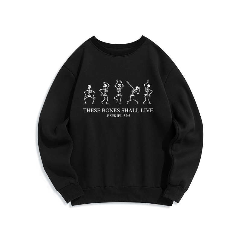Christianartworkshop Diese Knochen werden leben Tanz des Glaubens Fleecegefüttertes Polyester-Sweatshirt - Schwarz - 2XL - image 1