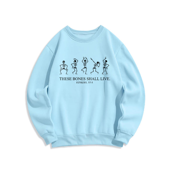 Christianartworkshop Diese Knochen werden leben Tanz des Glaubens Fleecegefüttertes Polyester-Sweatshirt - Blau - 2XL - image 3