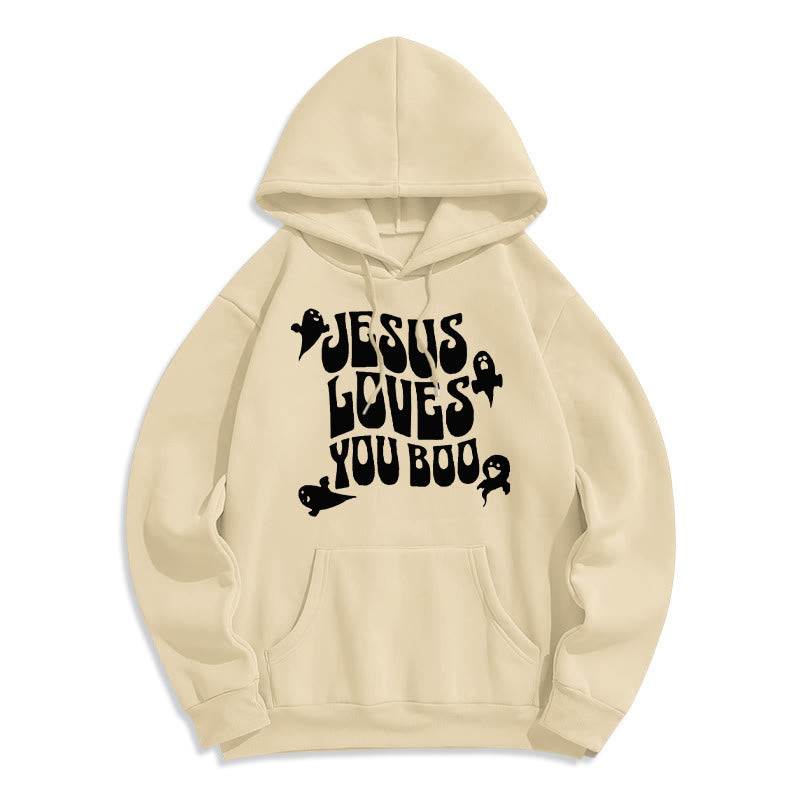 Christianartworkshop Jesus Loves You Boo Polyester-Kapuzenpullover mit Fleecefutter - Beige - 2XL - image 5
