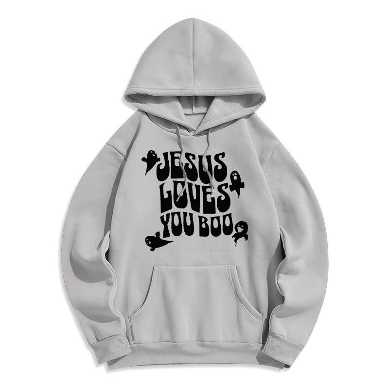 Christianartworkshop Jesus Loves You Boo Polyester-Kapuzenpullover mit Fleecefutter - Grau - 2XL - image 9
