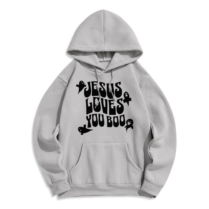 Christianartworkshop Jesus Loves You Boo Polyester-Kapuzenpullover mit Fleecefutter - Grau - 2XL - image 9
