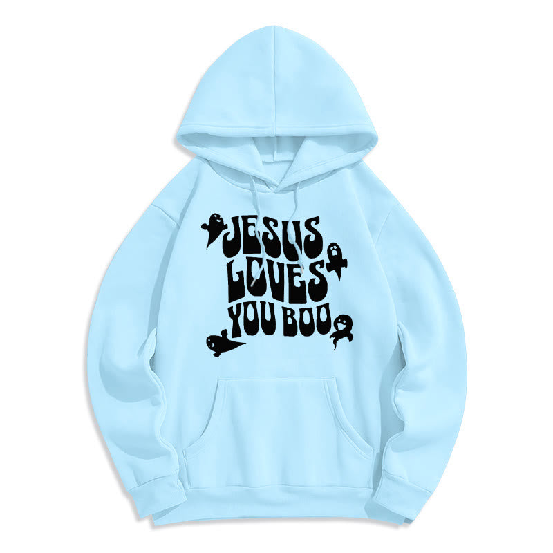 Christianartworkshop Jesus Loves You Boo Polyester-Kapuzenpullover mit Fleecefutter - Blau - 2XL - image 7