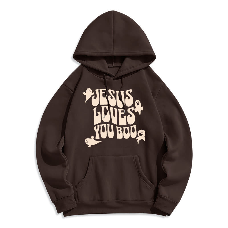Christianartworkshop Jesus Loves You Boo Polyester-Kapuzenpullover mit Fleecefutter - Braun - 2XL - image 3