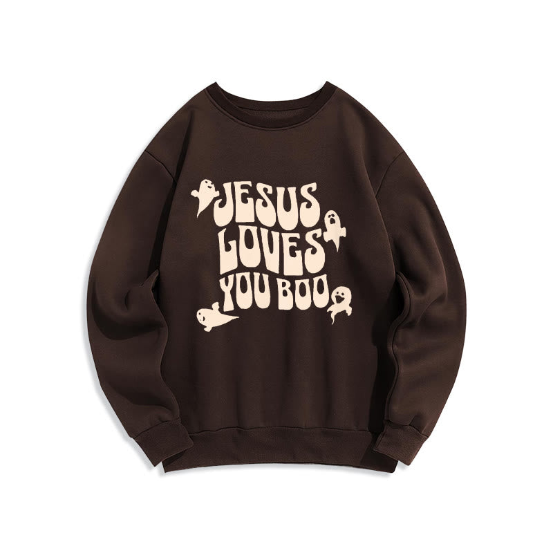 Christianartworkshop Sweatshirt mit Fleecefutter aus Polyester „Jesus Loves You Boo“ - Braun - 2XL - image 7