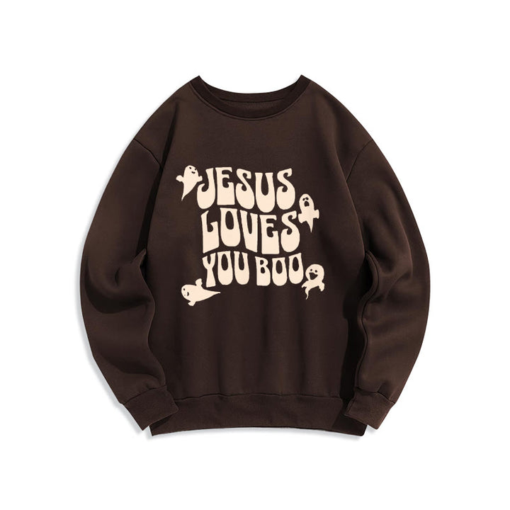 Christianartworkshop Sweatshirt mit Fleecefutter aus Polyester „Jesus Loves You Boo“ - Braun - 2XL - image 7