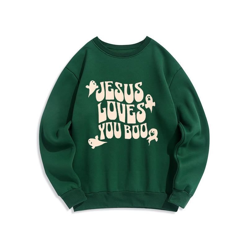 Christianartworkshop „Jesus liebt dich, Boo“ Fleecegefüttertes Polyester-Sweatshirt - Grün - 2XL - image 5