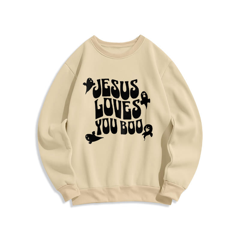 Christianartworkshop Sweatshirt mit Fleecefutter aus Polyester „Jesus Loves You Boo“ - Beige - 2XL - image 5
