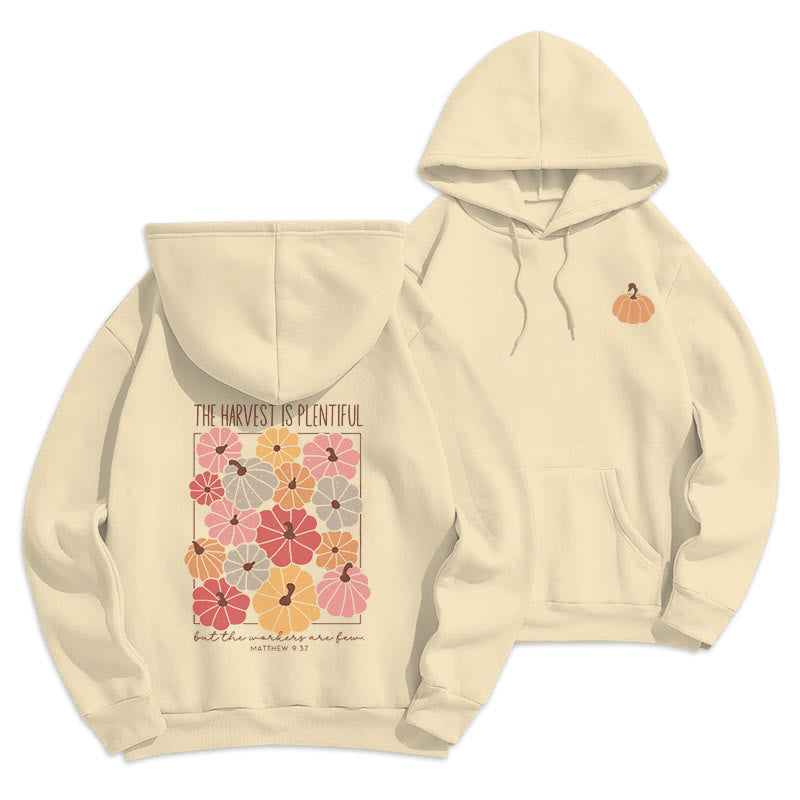 Christianartworkshop Harvest Grace in Every Pumpkin Fleece-gefütterter Polyester-Hoodie - Beige - 2XL - image 3