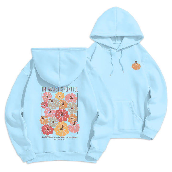 Christianartworkshop Harvest Grace in Every Pumpkin Fleece-gefütterter Polyester-Hoodie - Blau - 2XL - image 2
