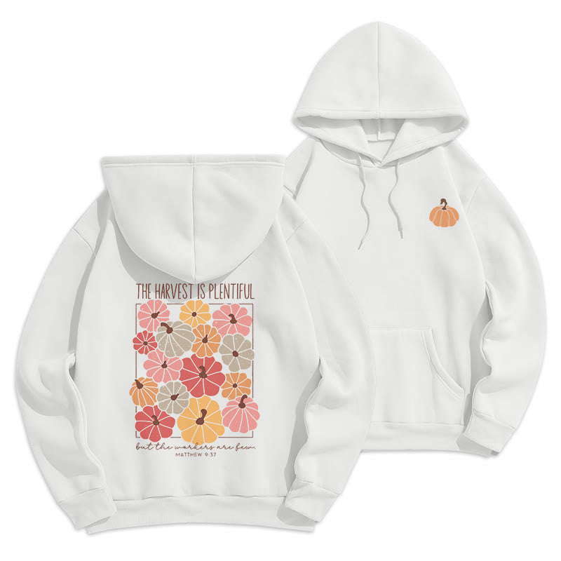 Christianartworkshop Harvest Grace in Every Pumpkin Fleece-gefütterter Polyester-Hoodie - Weiß - 2XL - image 0