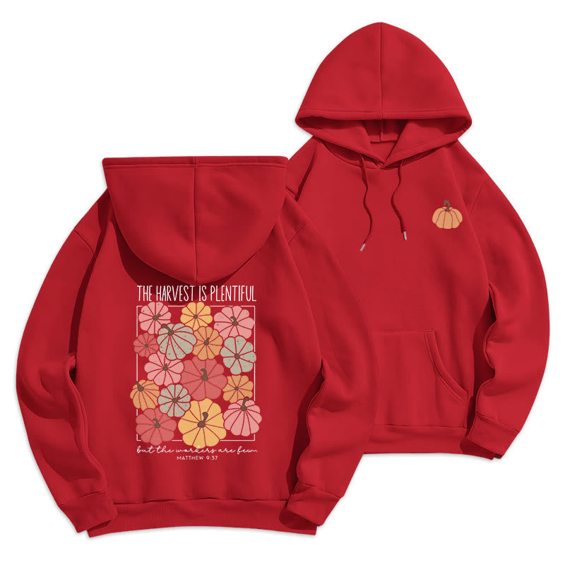 Christianartworkshop Harvest Grace in Every Pumpkin Fleece-gefütterter Polyester-Hoodie - Rot - 2XL - image 7