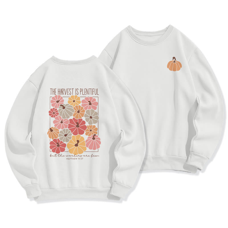 Christianartworkshop Harvest Grace in Every Pumpkin Fleece-gefüttertes Polyester-Sweatshirt - Weiß - 2XL - image 0