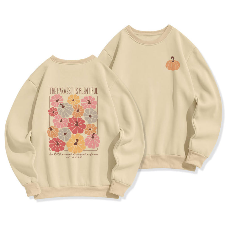 Christianartworkshop Harvest Grace in Every Pumpkin Fleece-gefüttertes Polyester-Sweatshirt - Beige - 2XL - image 3