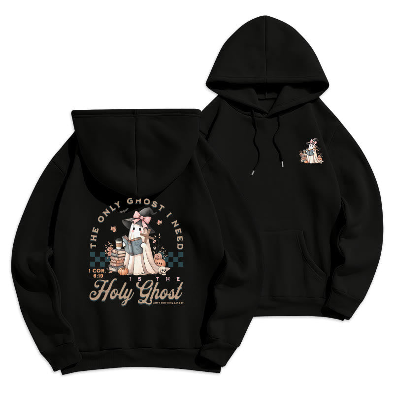Christianartworkshop Holy Ghost Witchy Chic Fleece-gefütterter Polyester-Kapuzenpullover - Schwarz - 2XL - image 8