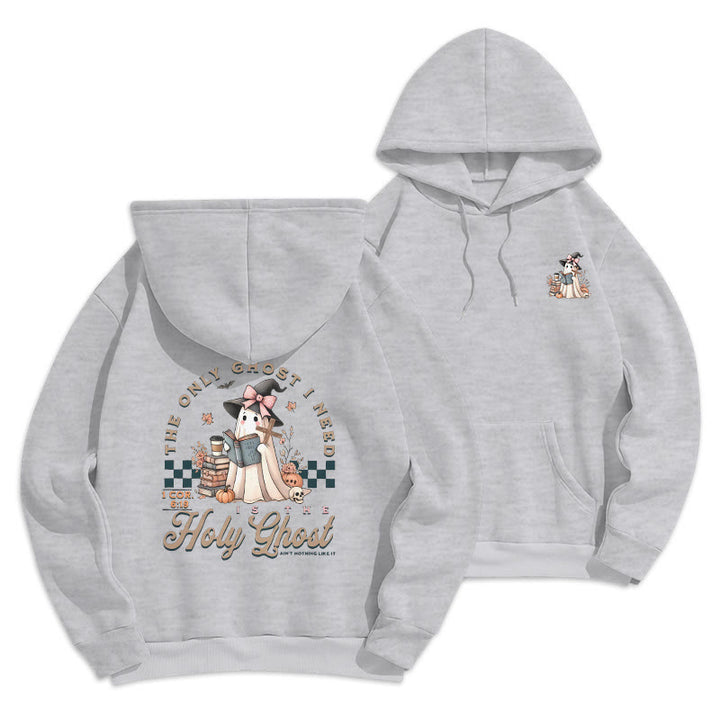 Christianartworkshop Holy Ghost Witchy Chic Fleece-gefütterter Polyester-Kapuzenpullover - Grau - 2XL - image 4
