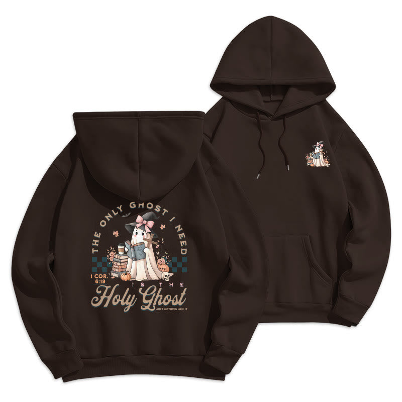 Christianartworkshop Holy Ghost Witchy Chic Fleece-gefütterter Polyester-Kapuzenpullover - Braun - 2XL - image 5