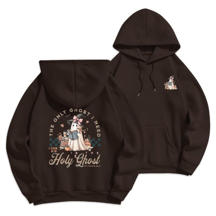 Christianartworkshop Holy Ghost Witchy Chic Fleece-gefütterter Polyester-Kapuzenpullover - Braun - 2XL - image 5