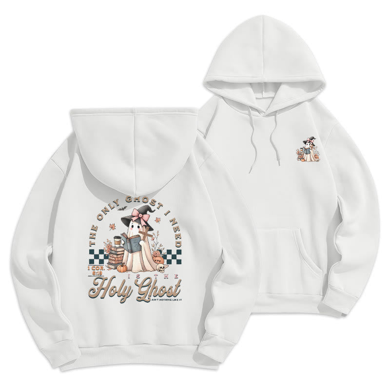 Christianartworkshop Holy Ghost Witchy Chic Fleece-gefütterter Polyester-Kapuzenpullover - Weiß - 2XL - image 2