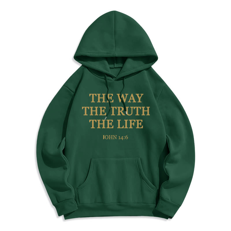 Christianartworkshop Der Weg, die Wahrheit, das Leben, die Schrift, Fleece-gefütterter Polyester-Kapuzenpullover - Grün - 2XL - image 6