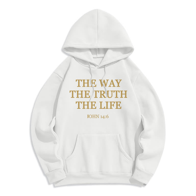 Christianartworkshop Der Weg, die Wahrheit, das Leben, die Schrift, Fleece-gefütterter Polyester-Kapuzenpullover - Weiß - 2XL - image 3