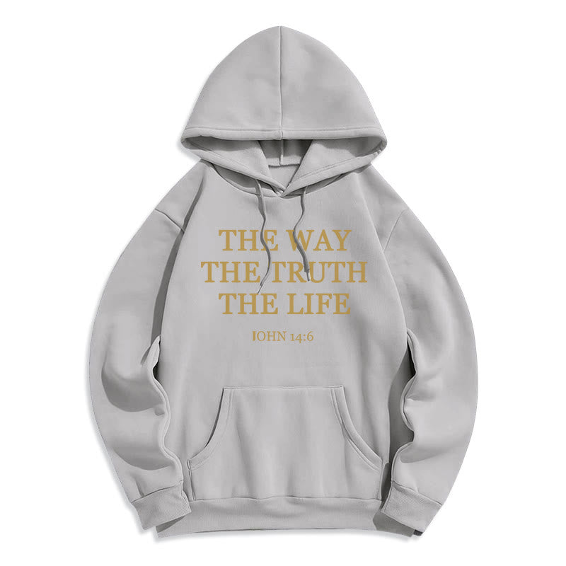 Christianartworkshop Der Weg, die Wahrheit, das Leben, die Schrift, Fleece-gefütterter Polyester-Kapuzenpullover - Grau - 2XL - image 8