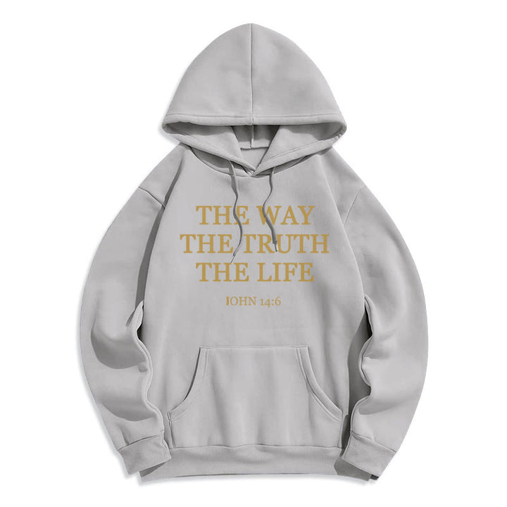 Christianartworkshop Der Weg, die Wahrheit, das Leben, die Schrift, Fleece-gefütterter Polyester-Kapuzenpullover - Grau - 2XL - image 8