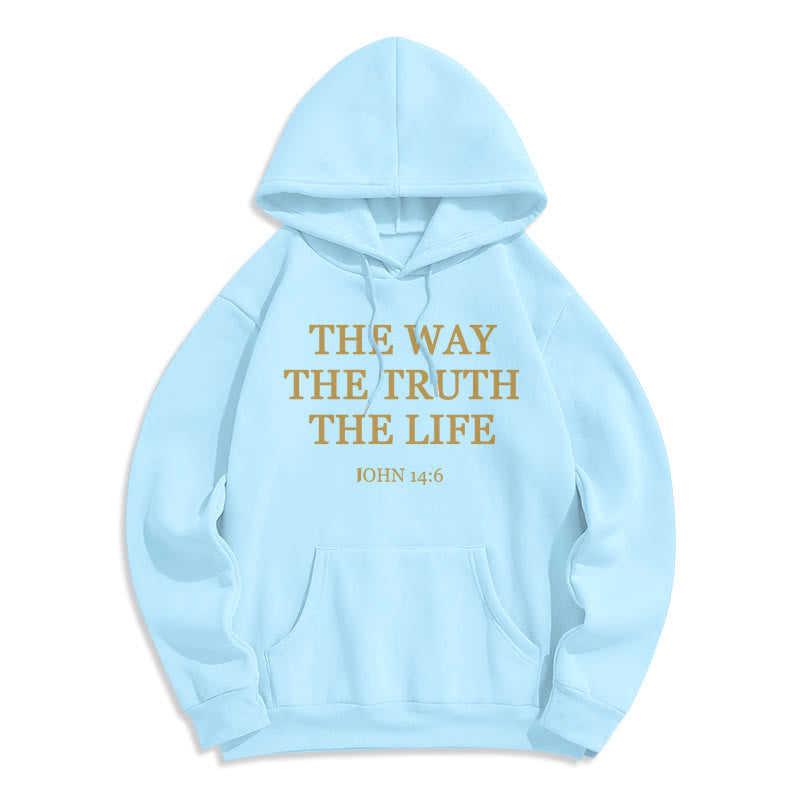 Christianartworkshop Der Weg, die Wahrheit, das Leben, die Schrift, Fleece-gefütterter Polyester-Kapuzenpullover - Blau - 2XL - image 4