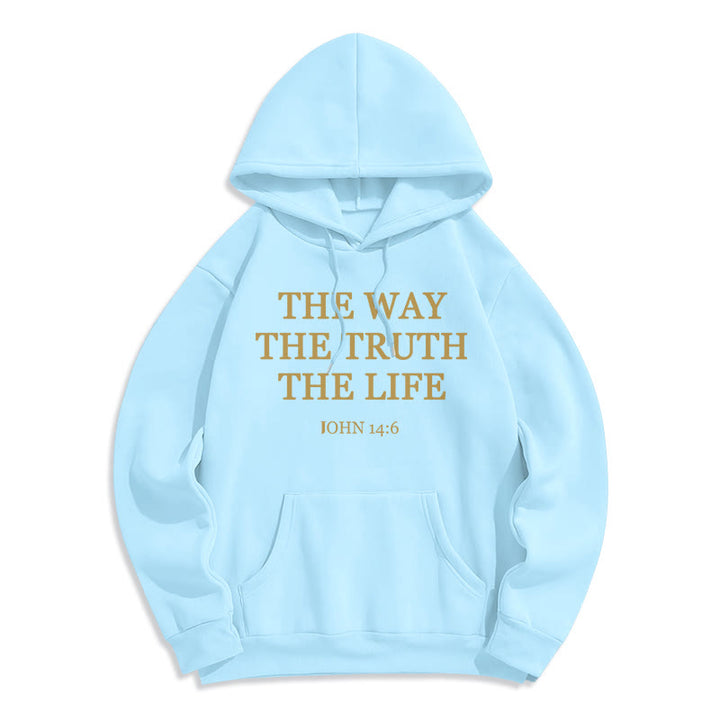 Christianartworkshop Der Weg Die Wahrheit Das Leben Bibel Fleecegefütterter Polyester-Hoodie - Blau - 2XL - image 2