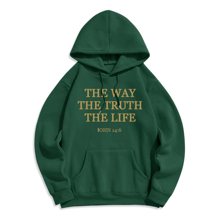 Christianartworkshop Der Weg Die Wahrheit Das Leben Bibel Fleecegefütterter Polyester-Hoodie - Grün - 2XL - image 4