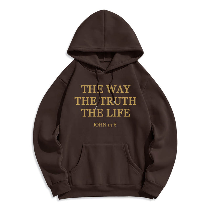Christianartworkshop Der Weg, die Wahrheit, das Leben, die Schrift, Fleece-gefütterter Polyester-Kapuzenpullover - Braun - 2XL - image 9