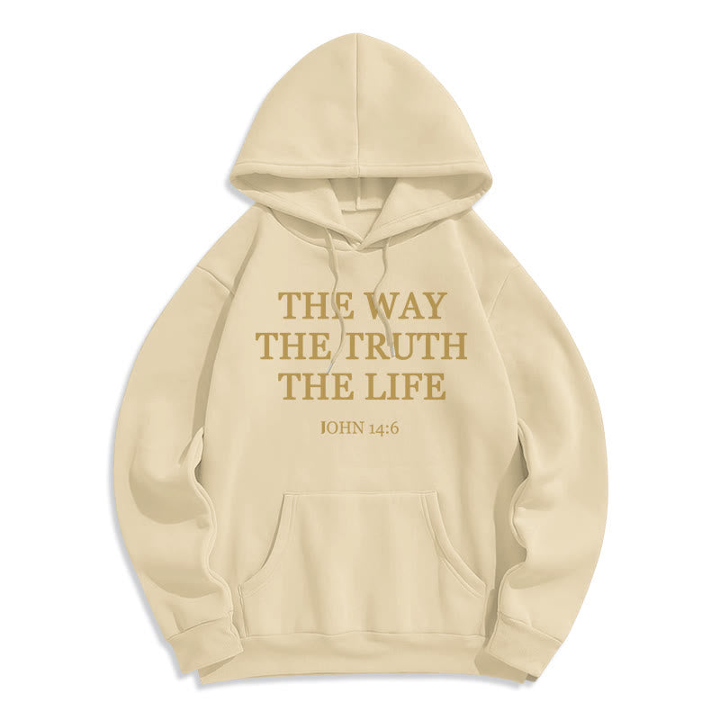 Christianartworkshop Der Weg, die Wahrheit, das Leben, die Schrift, Fleece-gefütterter Polyester-Kapuzenpullover - Beige - 2XL - image 5