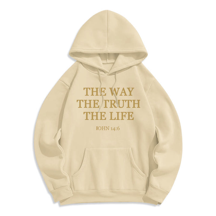 Christianartworkshop Der Weg, die Wahrheit, das Leben, die Schrift, Fleece-gefütterter Polyester-Kapuzenpullover - Beige - 2XL - image 5