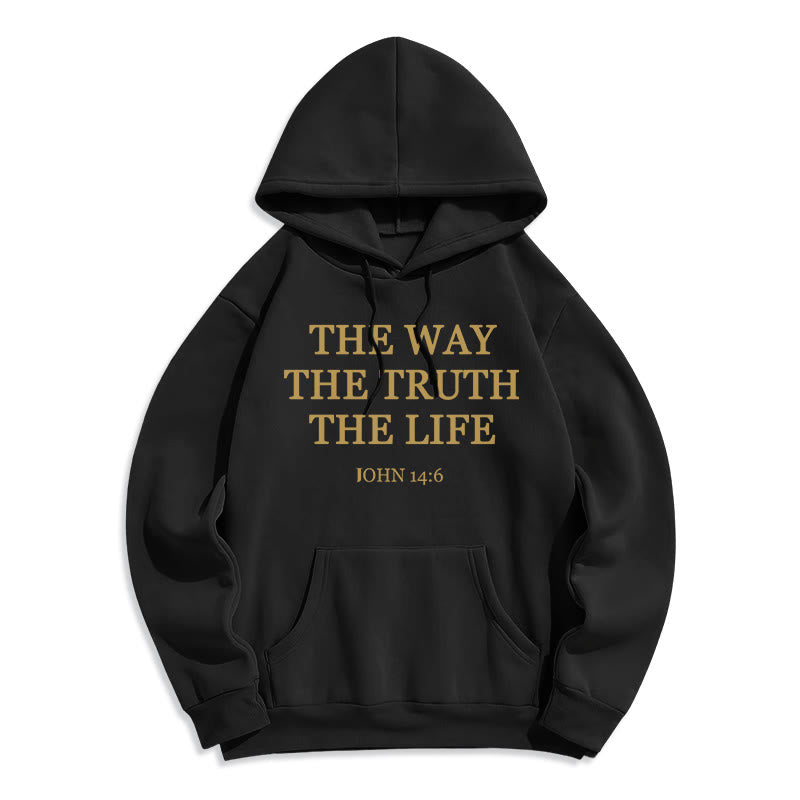 Christianartworkshop Der Weg, die Wahrheit, das Leben, die Schrift, Fleece-gefütterter Polyester-Kapuzenpullover - Schwarz - 2XL - image 1