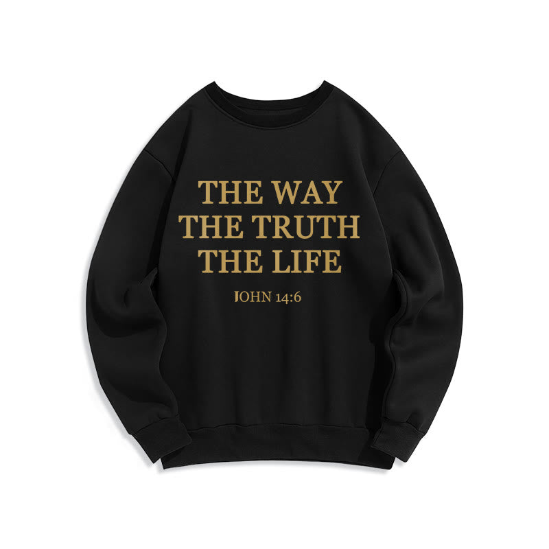 Christianartworkshop „Der Weg, die Wahrheit, das Leben“ – Fleecegefüttertes Polyester-Sweatshirt - Schwarz - 2XL - image 0