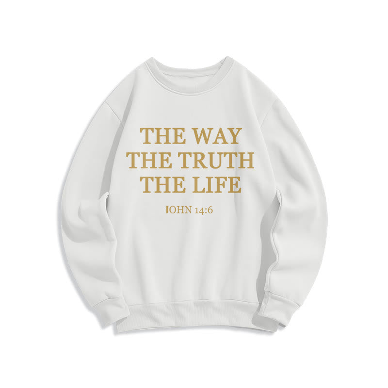 Christianartworkshop „Der Weg, die Wahrheit, das Leben“ – Fleecegefüttertes Polyester-Sweatshirt - Weiß - 2XL - image 1