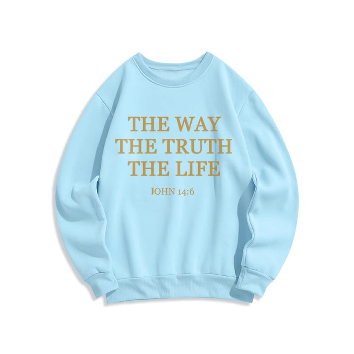 Christianartworkshop „Der Weg, die Wahrheit, das Leben“ – Fleecegefüttertes Polyester-Sweatshirt - Blau - 2XL - image 2